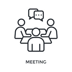 Meeting Icon Outline Style. Vector Illustration For Graphic Design