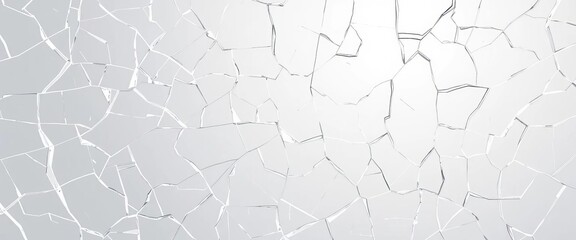 Abstract white shattered glass, anime-style cracks & mirror shards on a clean background, geometric, graphic