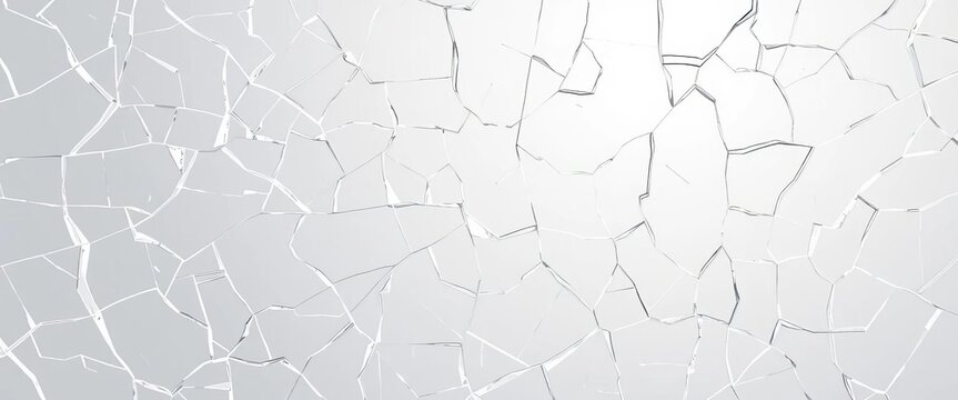 Abstract white shattered glass, anime-style cracks & mirror shards on a clean background, geometric, graphic - Powered by Adobe