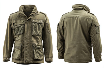 Olive green jacket looks classic and professional