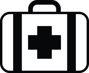 Obraz premium Black vector icon of First Aid Kit in black linear