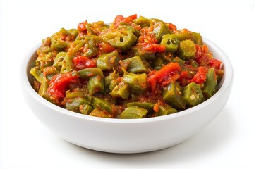 Ridge gourd and tomato sabzi cooked with spices, served in a bowl on a white background for a healthy vegetarian meal option