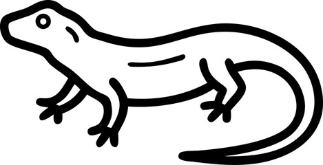 vintage illustration of monitor lizard line art vector on withe background