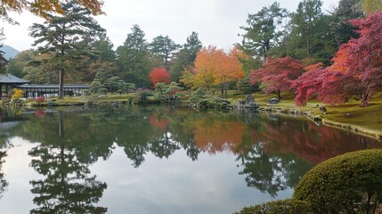 autumn landscape with lake
