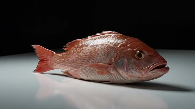 Detailed Studio Shot of a Red Snapper Fish on a White Surface