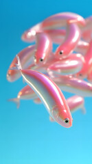 Vibrant pink fish swimming in clear blue water underwater scene digital art nature close-up aquatic beauty