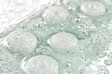 Abstract White Spheres Embedded in Glistening Water with Dense Bubbles