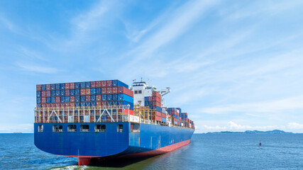 Aerial view cargo container ship global business maritime logistic, Cargo container ship freight...
