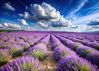 Obraz premium Stunning Lavender Field Under Dramatic Sky - Perfect Summer Landscape