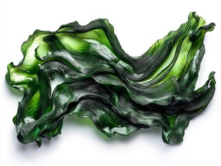 Captivating spirulina algae against a clean white surface