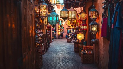 Vibrant Moroccan Lanterns Brighten Marrakech Souk 