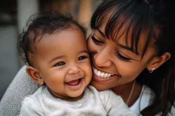 Moments of love and kisses between parents