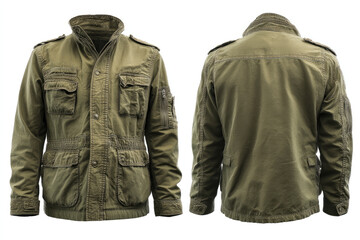 Naklejka premium Olive green jacket displayed stylish and fashionable