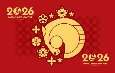Happy Chinese New Year, year of the horse! Lunar new year card template. Chinese text means "horse".