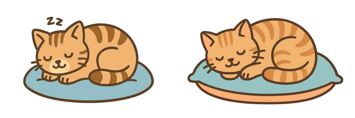Cute orange kittens peacefully asleep on soft cushions in a cozy indoor setting during the afternoon