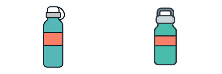 Illustration of two water bottles in modern design and vibrant colors for eco-friendly hydration solutions