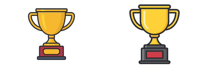 Golden trophies symbolizing achievement placed side by side in a simple design showcasing success and recognition