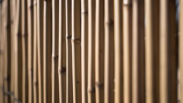 Close-up of a bamboo fence