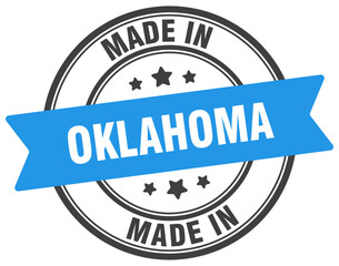 Made in Oklahoma round sign. Made in Oklahoma stamp.