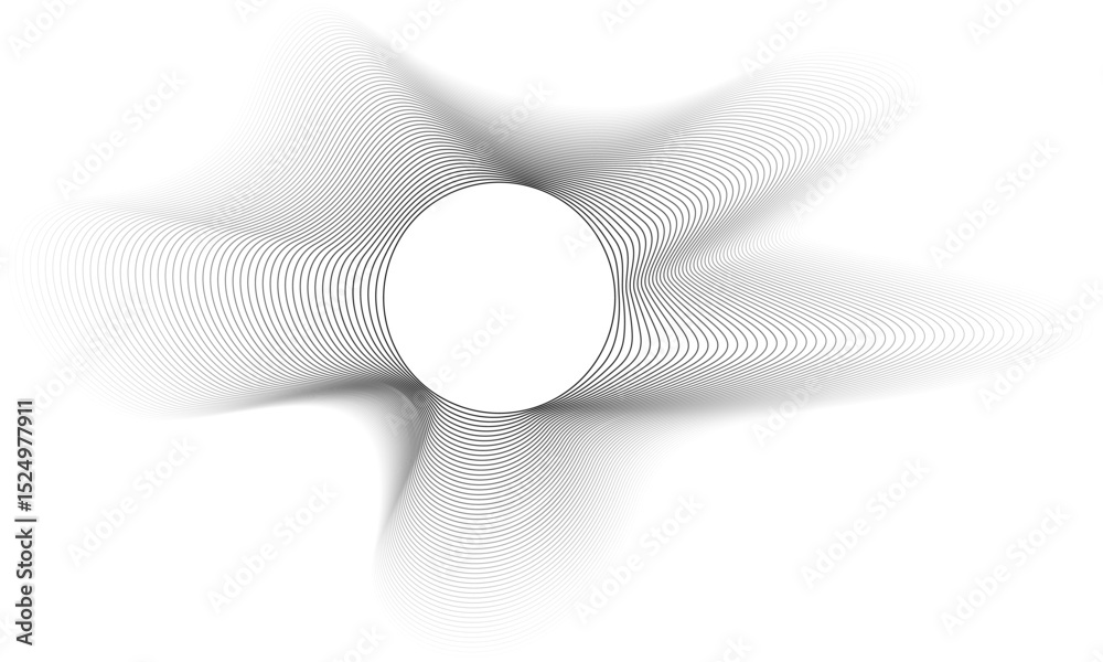Poster circles lines wavy. geometric technology round shape. overlay transparent vector background