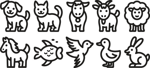 Black and White Outline Icons Set – Multi-Purpose Vector Collection