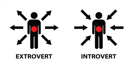 Extrovert and introvert vector icon
