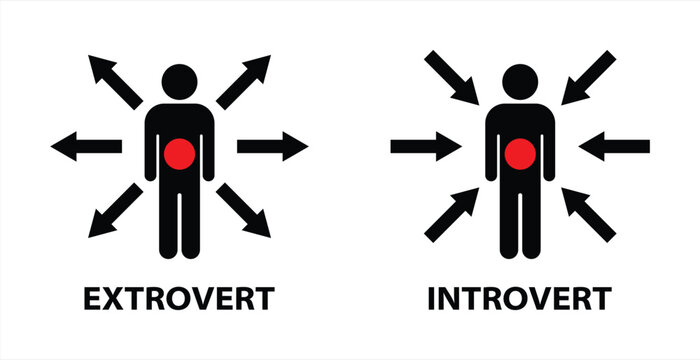 Extrovert and introvert vector icon