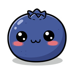 Cute cartoon blueberry character with smiling face and blush  