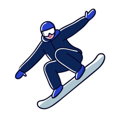 A person snowboarding, wearing winter gear and goggles. Ideal for websites or blogs about winter sports, recreation, travel, or outdoor activities.