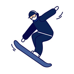 A person snowboarding, wearing winter gear and goggles. Ideal for websites or blogs about winter sports, recreation, travel, or outdoor activities.