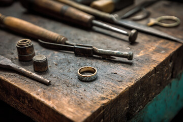 Crafting ring with care, focus on gold ring