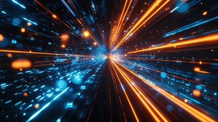 Obraz premium Futuristic abstract digital background with dynamic light streaks for technology design