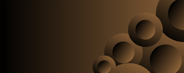 Tech geometric background with abstract golden and black circles. Vector banner design