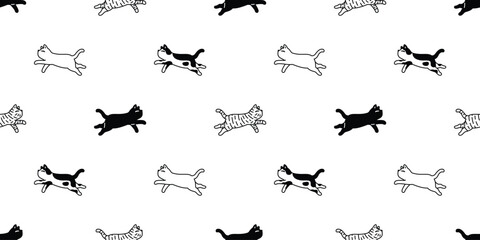 cat seamless pattern swimming kitten calico doodle cartoon pet animal illustration tile background gift wrapping paper repeat wallpaper scarf isolated