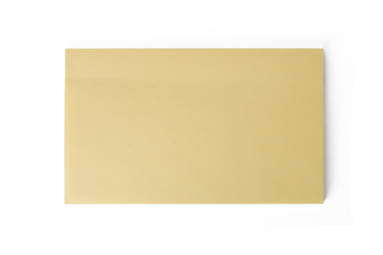 The Photo of a yellow notepaper on a white background, taken with a 45Mp high resolution camera.