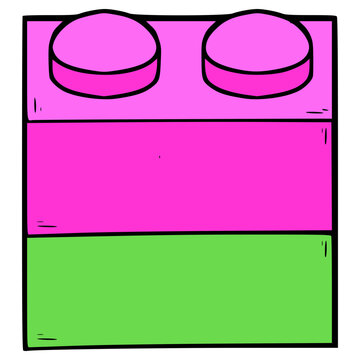 toy brick 1x2 illustration hand drawn isolated vector