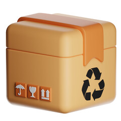 Cardboard box with recycle symbol showing eco-friendly shipping and handling