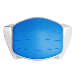 Blue surgical mask protecting from virus and bacteria with transparent background