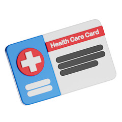 Health care card showing medical insurance and hospital services on transparent background