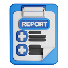 Medical report clipboard showing healthcare information with transparent background