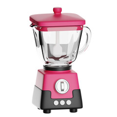 Pink blender with empty glass jar and transparent background