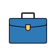 Minimal vector illustration of closed business bag with handle and yellow lock for professional concept