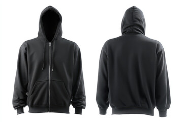 Dark hooded jacket looks so cozy in front and back view