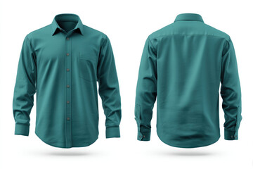 Teal shirt showcases elegance front and back view displays sleek style