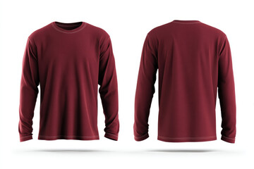 Burgundy shirt showcases its style, front and back view isolated looks cool