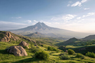 Obraz premium breathtaking view of mount ararat under clear ultrabright sky