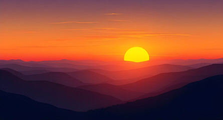 sunset background, sunset mountains illustration, mountain dusk, sunset peaks, sunset over forest, mountain range sunset, sunset in nature, sunset wall art, sunset oil painting, mountain sunset scener