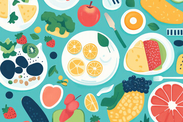 Healthy food displayed cheerfully offers nourishing and colorful arrangement