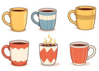 Set of cups, Cup collection, Coffee cup set, Tea cups set, Ceramic cups, Porcelain cups, Matching cup set, Mug and cup set, Stack of cups, Drinking cups set, Tableware cups, Glass cups set, Colorful c