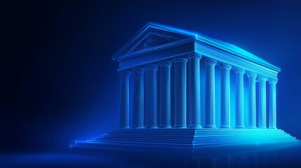 Fototapeta premium Futuristic digital banking icon depicting a building with columns.